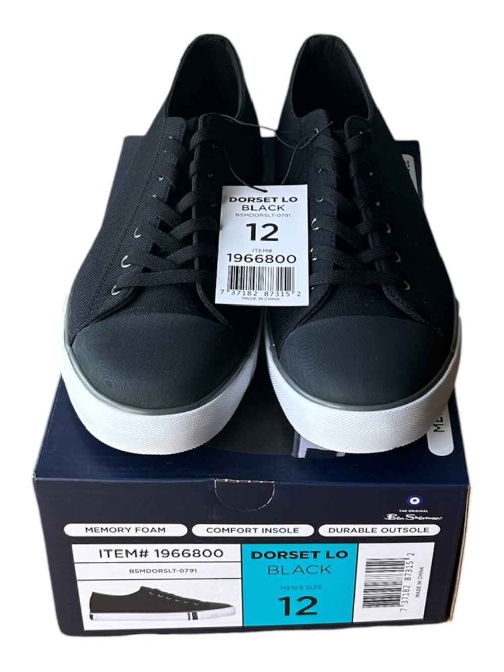 Ben Sherman Men's Canvas Shoe Memory Foam Black Size 12